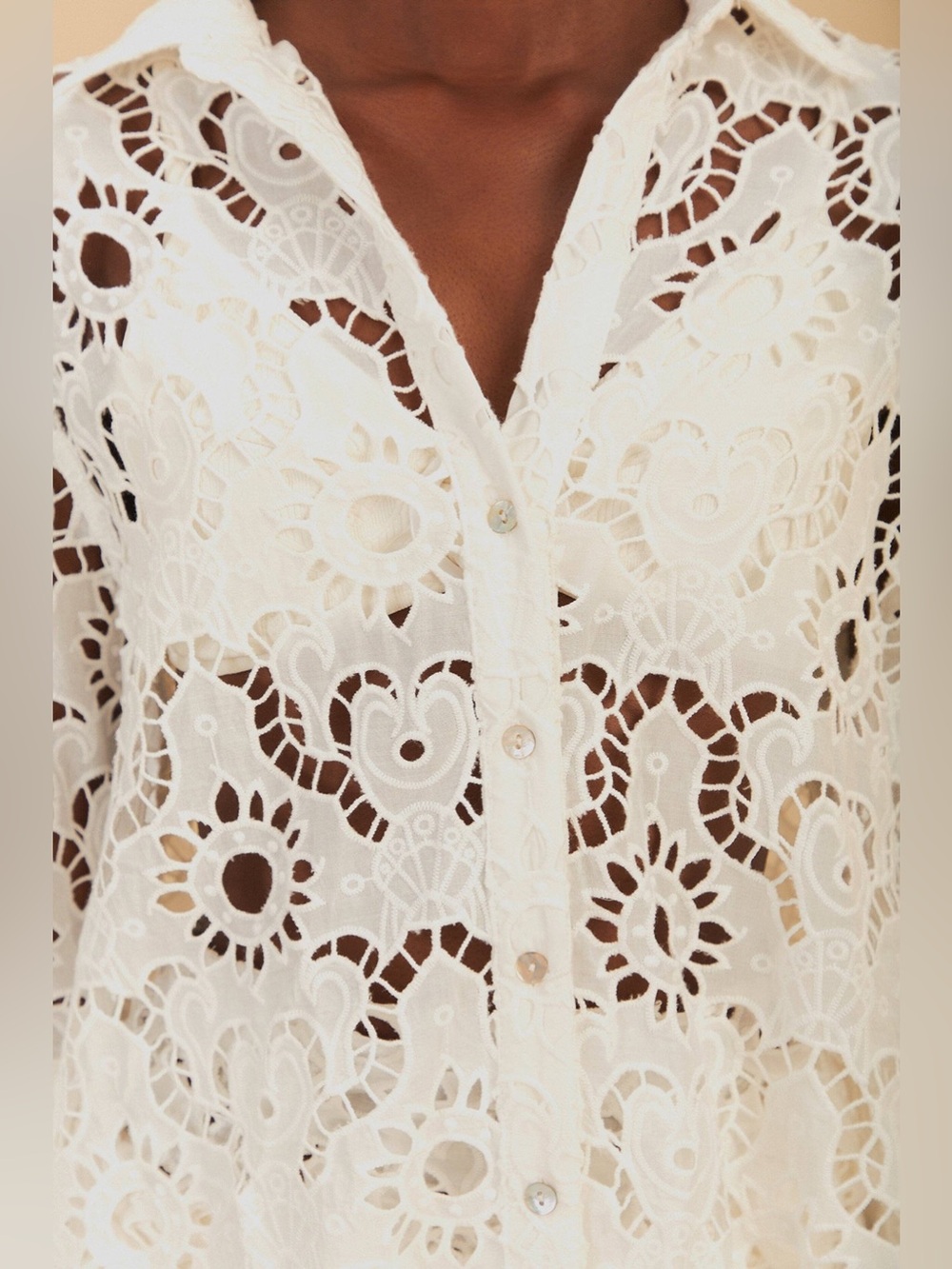 Farm Rio White Sun Eyelet Shirt - Picture 2 of 10